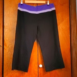 purple and black Capri leggings